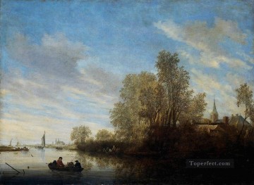 サロモン・ファン・ライスダール Painting - 川の風景 サロモン・ファン・ライスダール